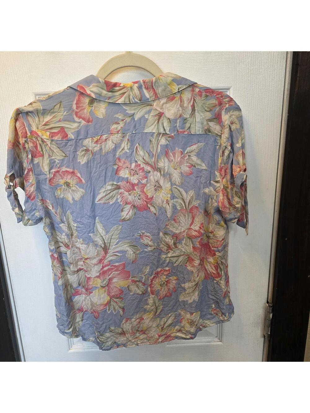 Jones New York Signature Women's 100% Silk Floral Button Front Blouse Size M - Picture 4 of 6